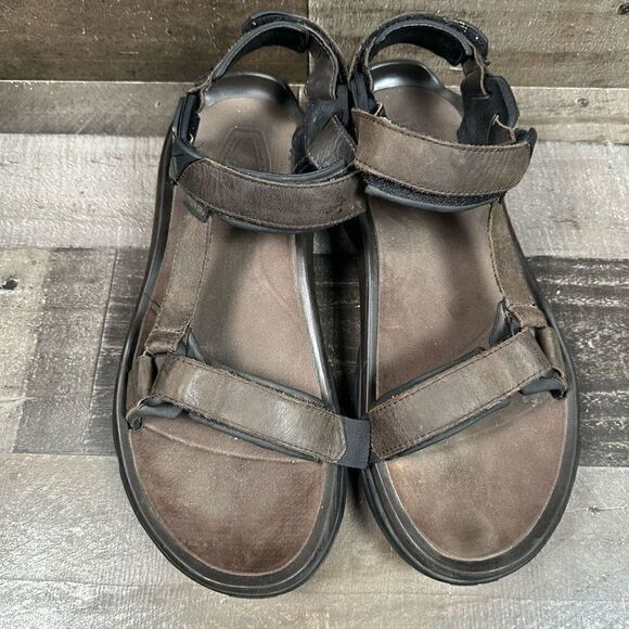 Teva Men’s Size 14 Hiking Sport Sandals Brown Adjustable Hook and Loop Leather